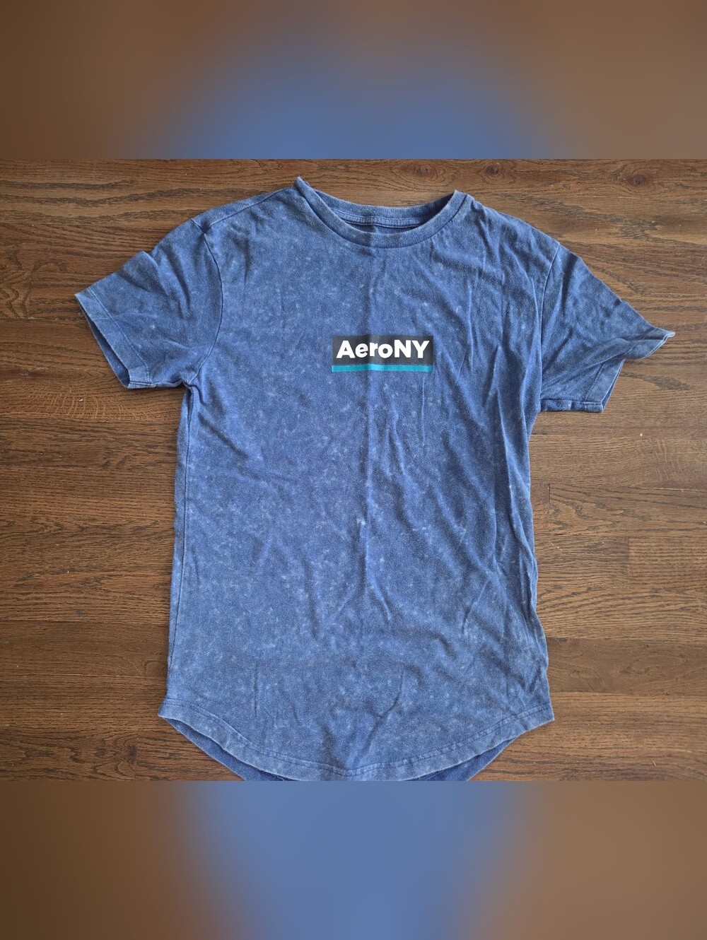 Aeropostale Mens XS "Worn" Blue Logo Tee